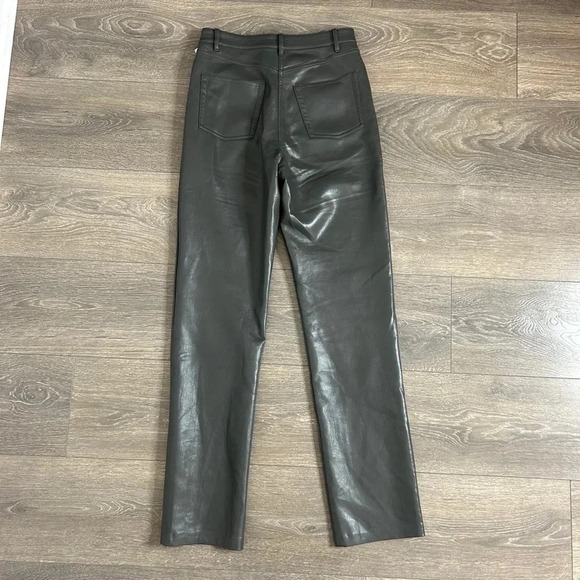 Aritzia Wilfred Melina Pant High waist Straight Leg Gray Faux  Leather Size 0 - Picture 11 of 11